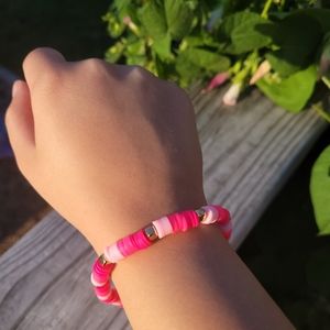 Pink & Gold Clay Bead Anklet